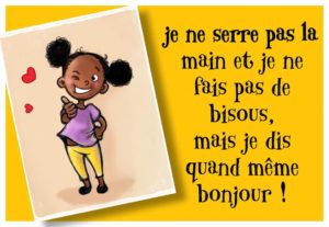 affiche geste barrière - ne pas se serrer la main ni de bisous