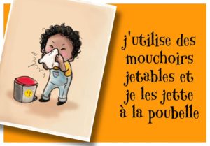 affiche geste barrière se moucher dans un mouchoir à usage unique