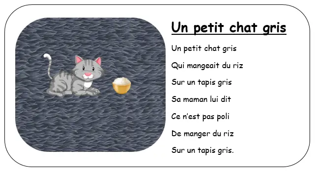 un petit chat gris comptine
