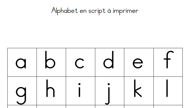 alphabet en script maternelle