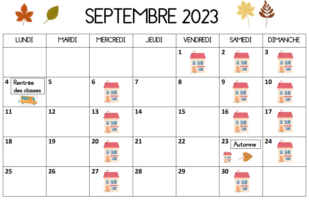 Calendrier Scolaire 2023-2024 à imprimer