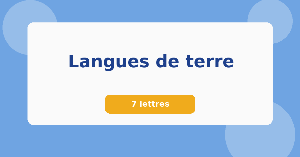 Langues de terre 7 lettres Mots croisés