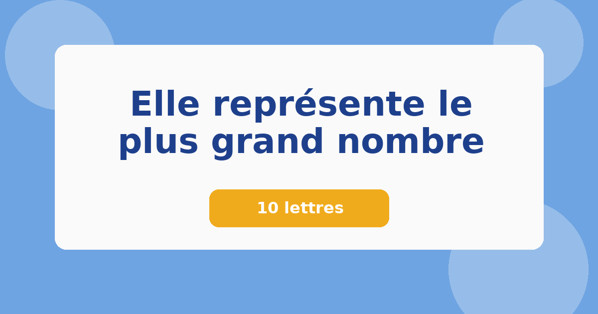 Elle représente le plus grand nombre 10 lettres Mots croisés