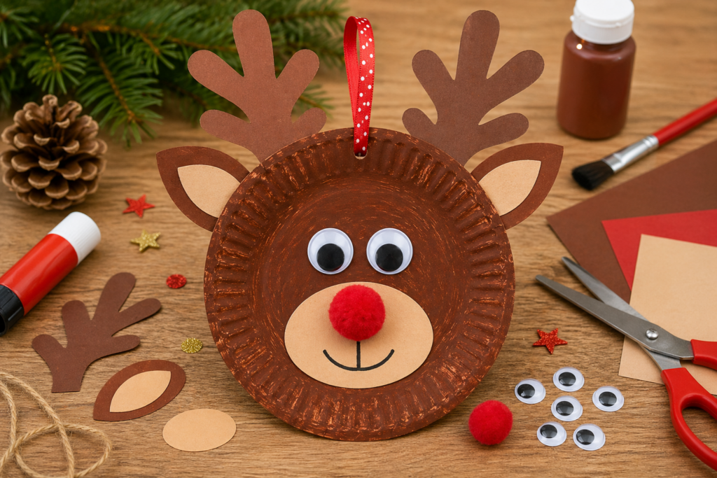 activité manuelle renne de Noël en assiette