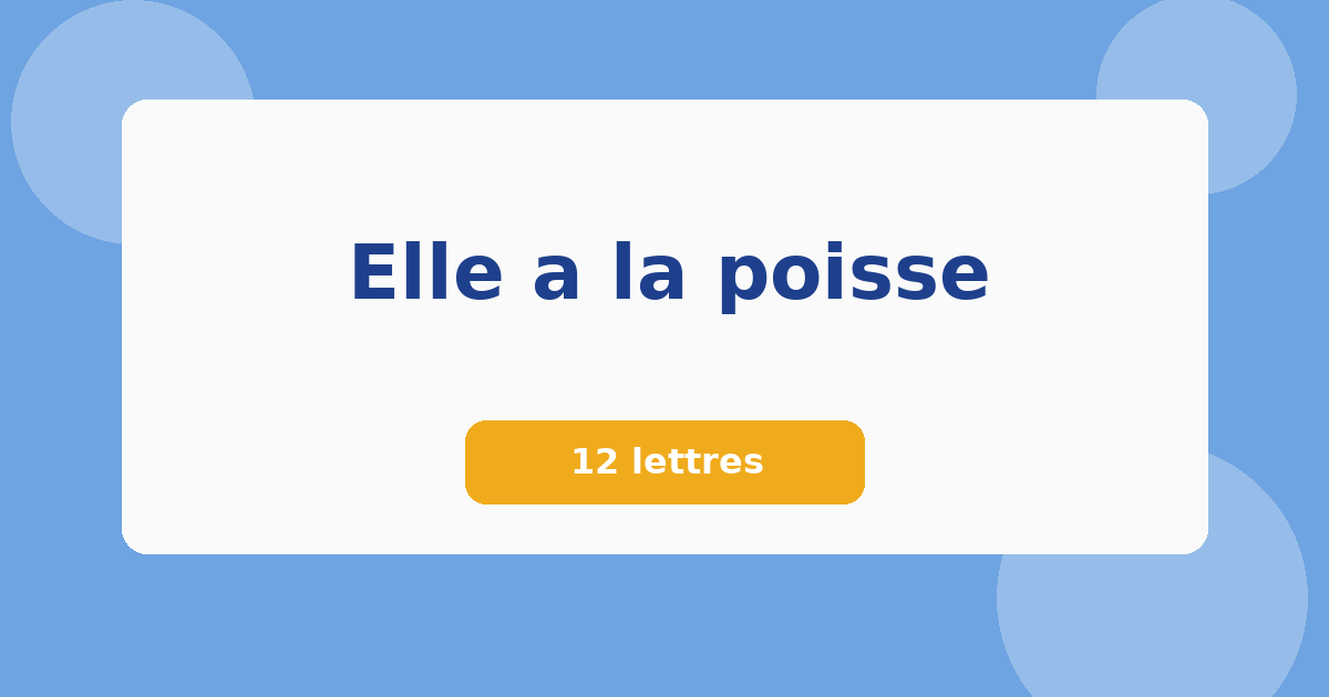 Elle a la poisse 12 lettres Mots croisés