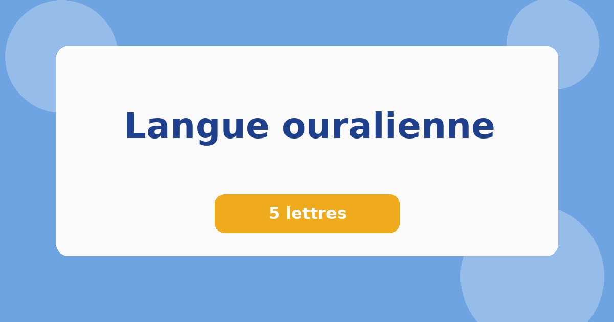 Langue ouralienne 5 lettres Mots croisés