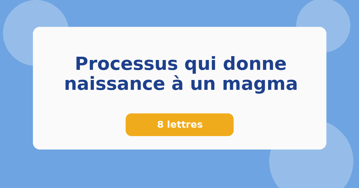 Processus qui donne naissance à un magma 8 lettres Mots croisés