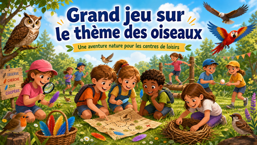 Grand jeu sur le thème des oiseaux pour centre de loisirs