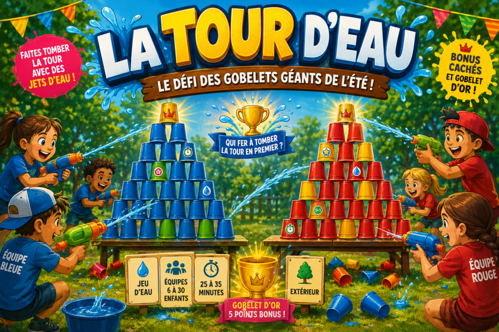 La Tour d’Eau : le défi des gobelets géants de l’été en ACM