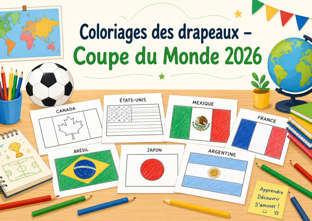 Coloriages drapeaux Coupe du Monde 2026 à imprimer PDF