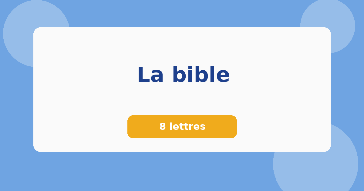 La bible 8 lettres Mots croisés