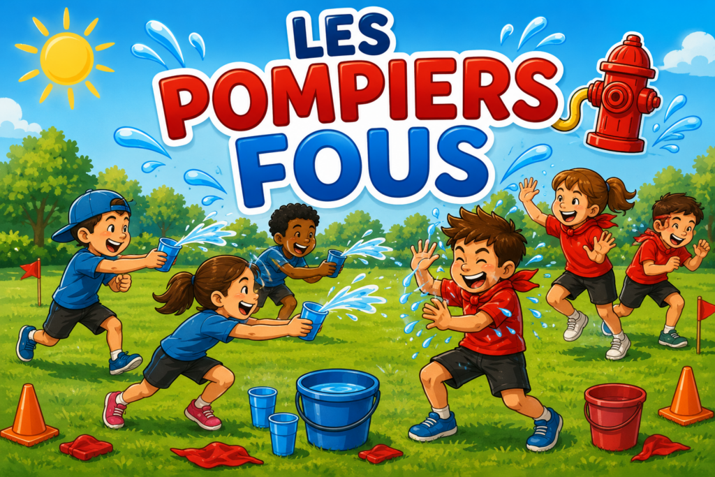 Les Pompiers Fous : un jeu d’eau en équipe pour enfants