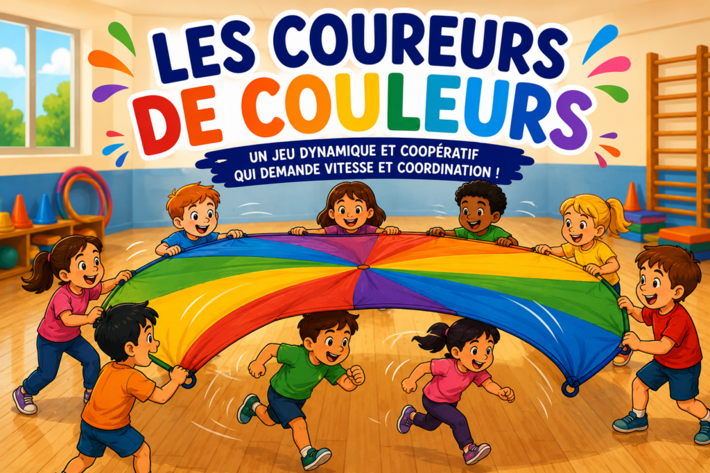 Les Coureurs de Couleurs : jeu coopératif avec parachute