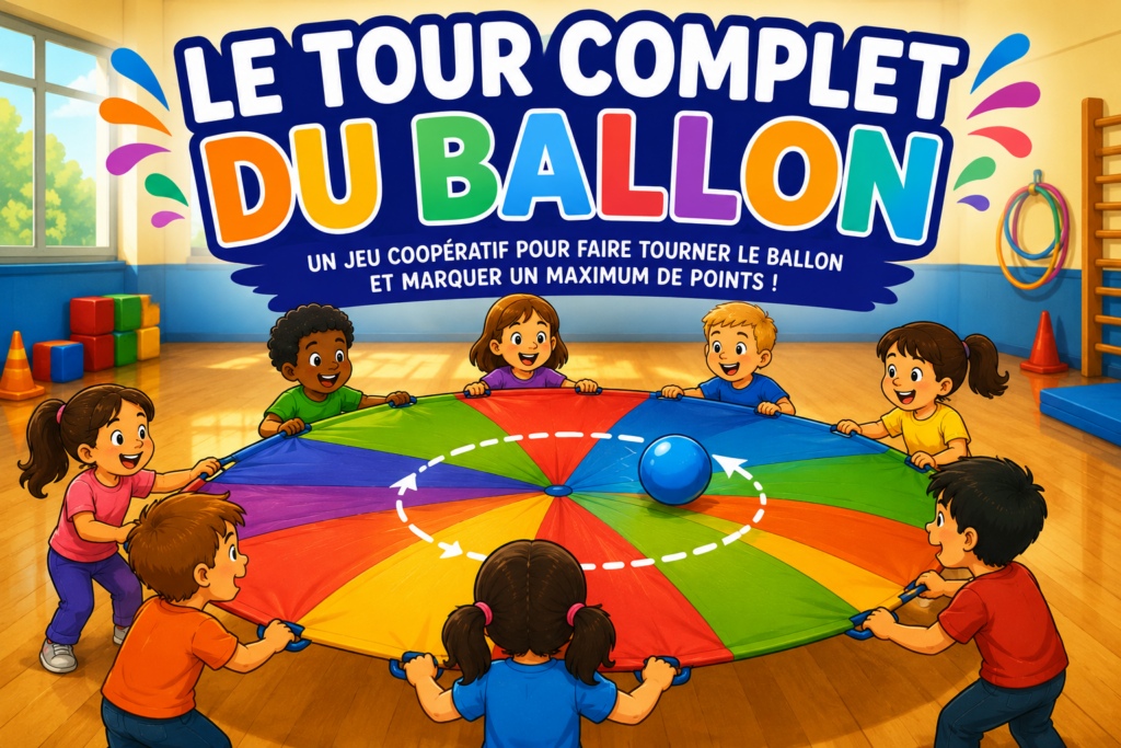 Le Tour Complet du Ballon : jeu coopératif avec parachute